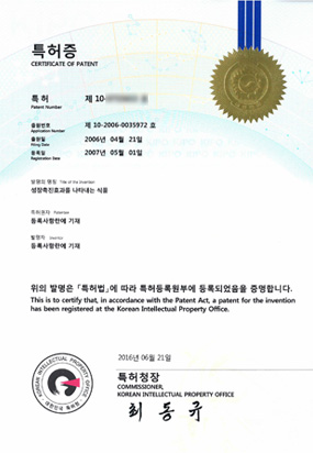 대한민국 성장 관련 특허증 — 특허권자 박승찬, 하이키한의원 성장연구센터 (2)